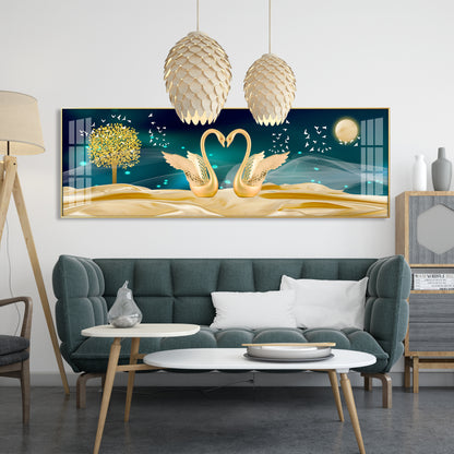 Happy Swans Premium Acrylic Horizontal Wall Art