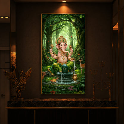 Jai Shri Ganesh Modern Luxury Backlight Vertical Wall Art