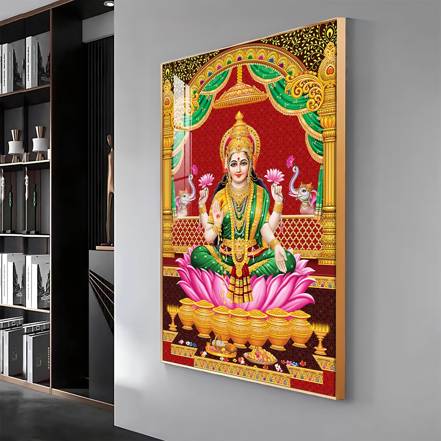 Lakshmi's Blessing Premium Acrylic Vertical Wall Art