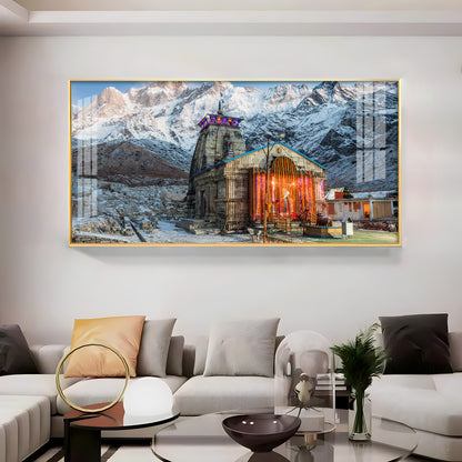 Holy Kedarnath Temple Premium Acrylic Horizontal Wall Art