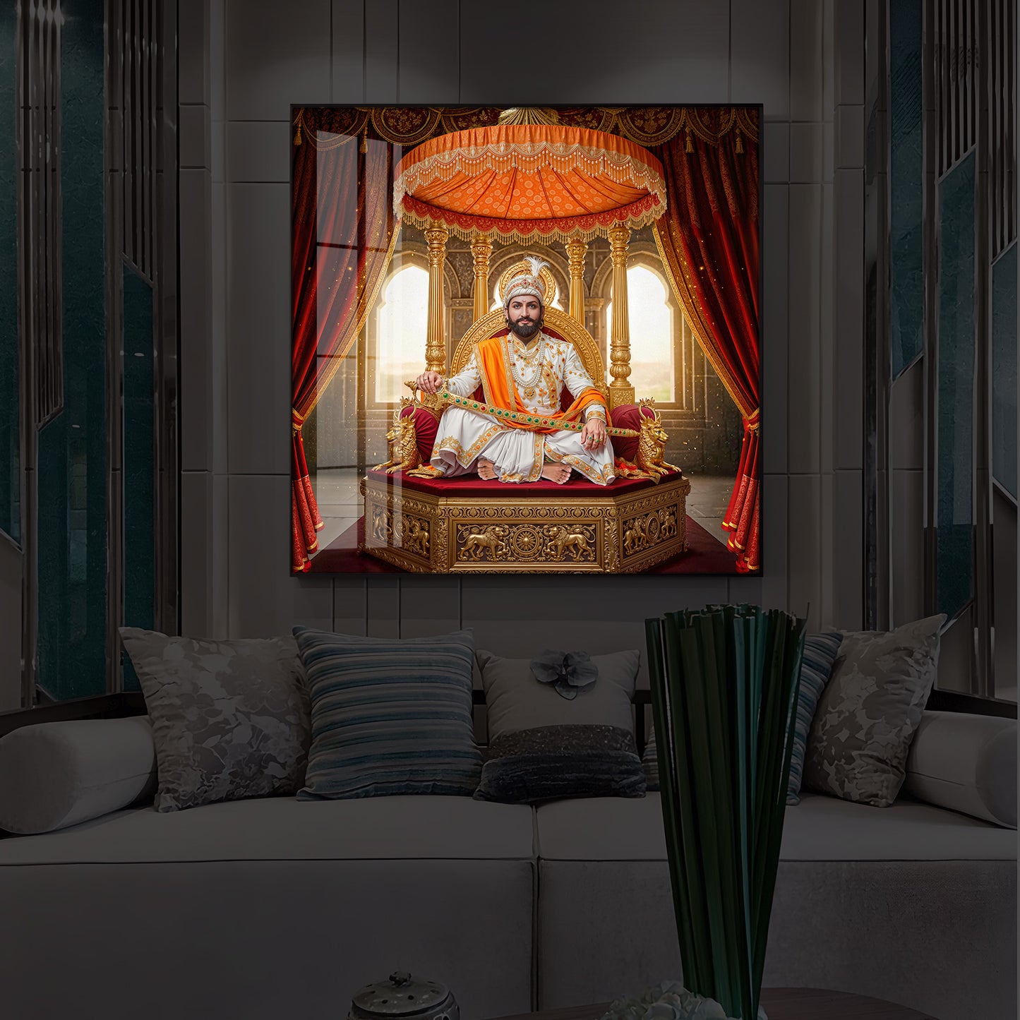 Rajyabhishek of Chattrapati Shivaji Maharaj Modern Luxury Backlight Square Wall Art