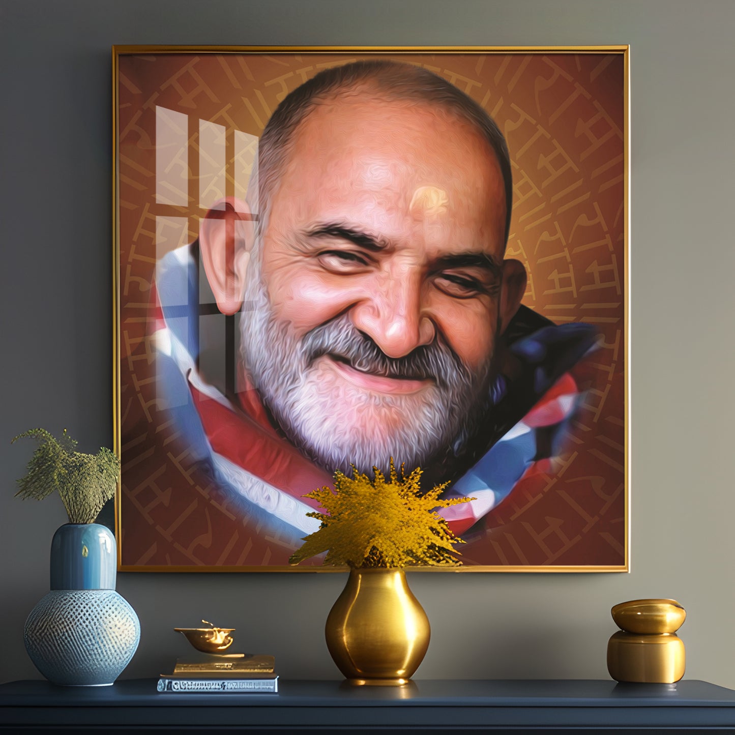 Neem Karoli Baba Premium Acrylic Square Wall Art