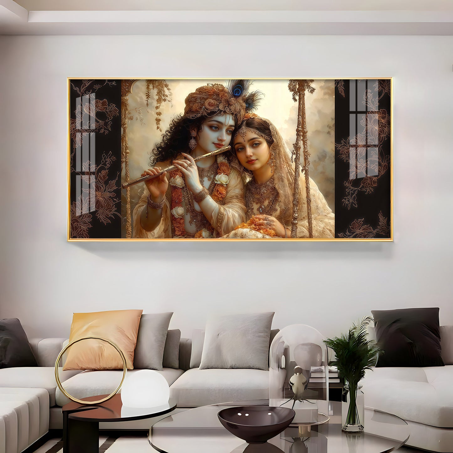 Loving Radha Krishna Premium Acrylic Horizontal Wall Art