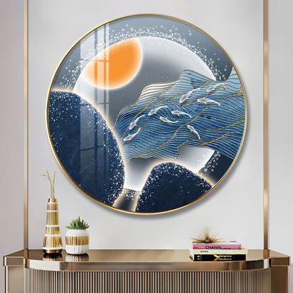 Glacier Koi Fish Premium Acrylic Round Wall Art