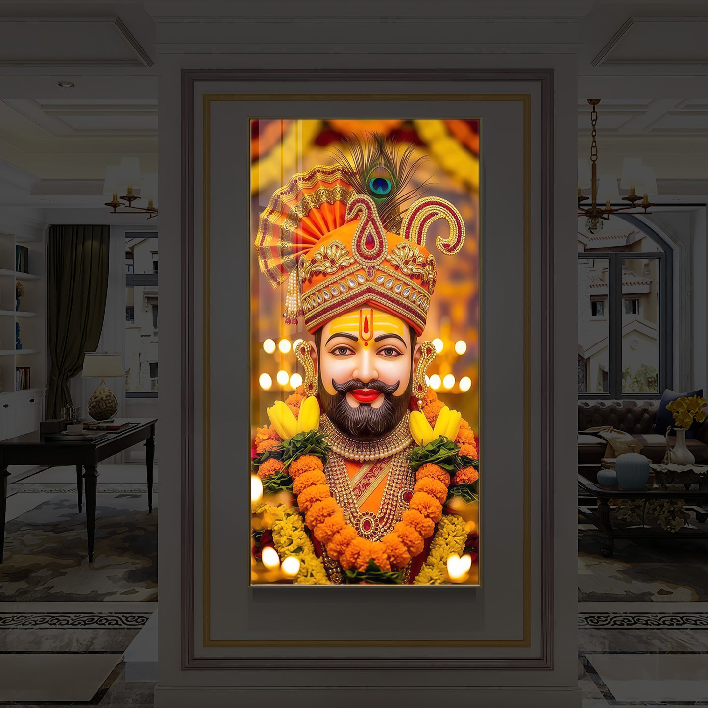Hare Ka Sahara Modern Luxury Backlight Vertical Wall Art