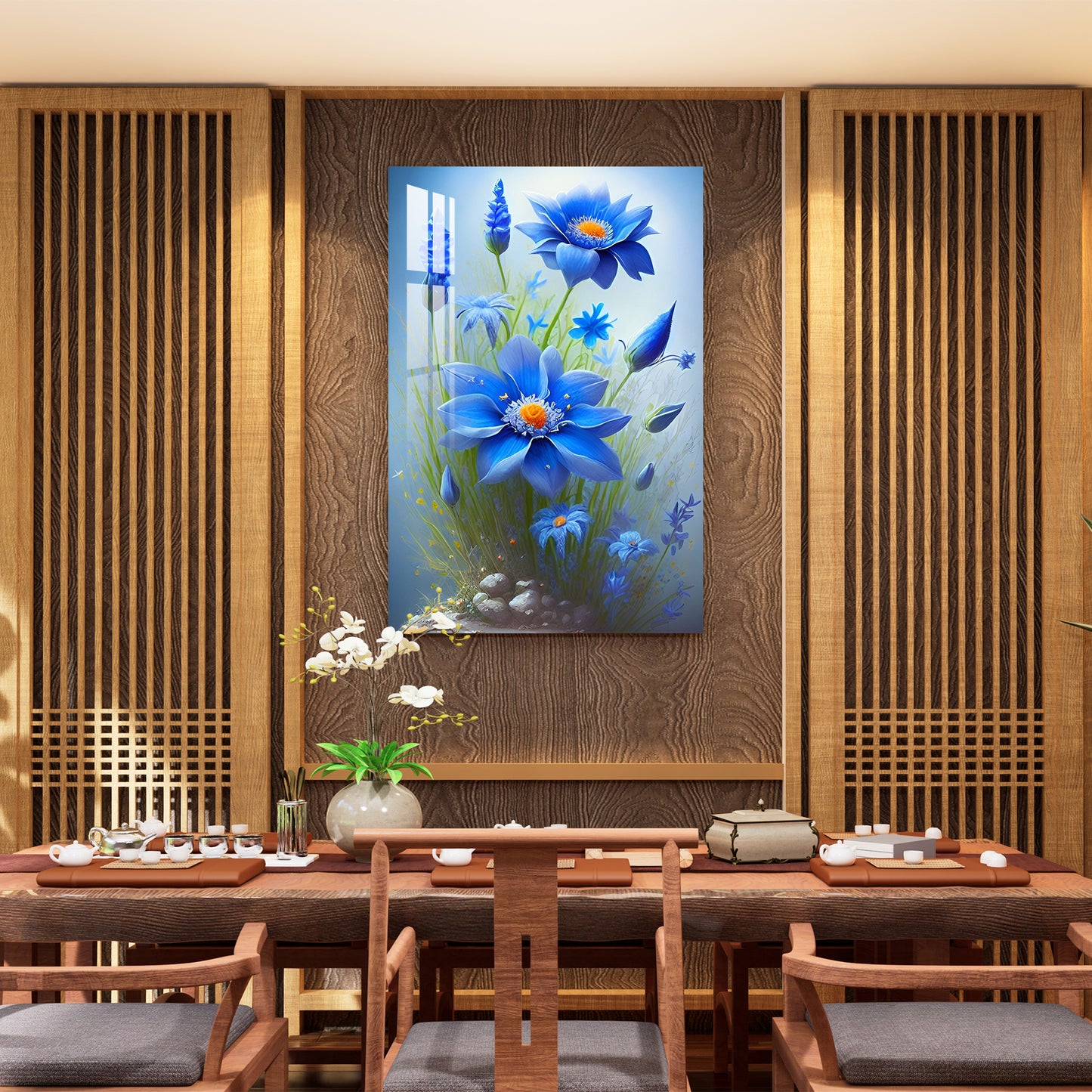 Cosmos Blue Flower Acrylic Wall Art