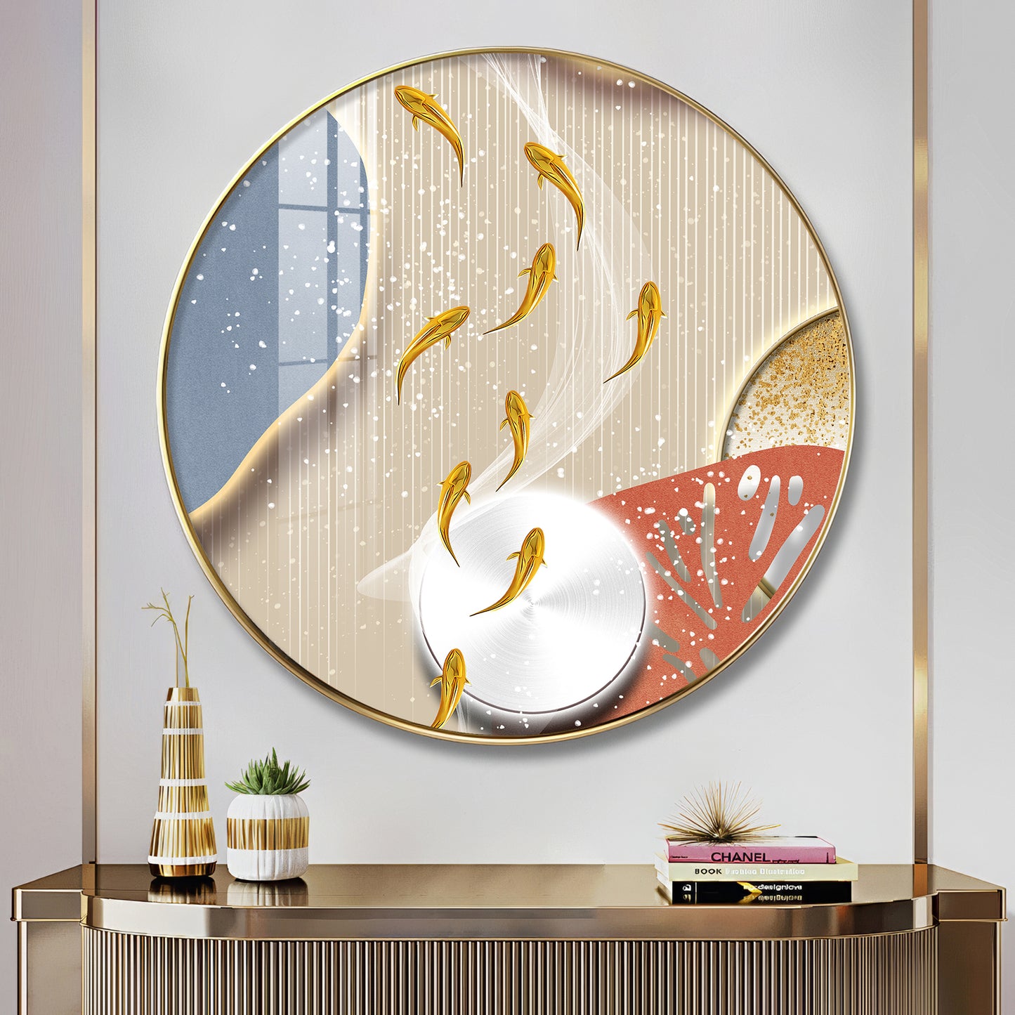 Aqua Whirl Premium Acrylic Round Wall Art