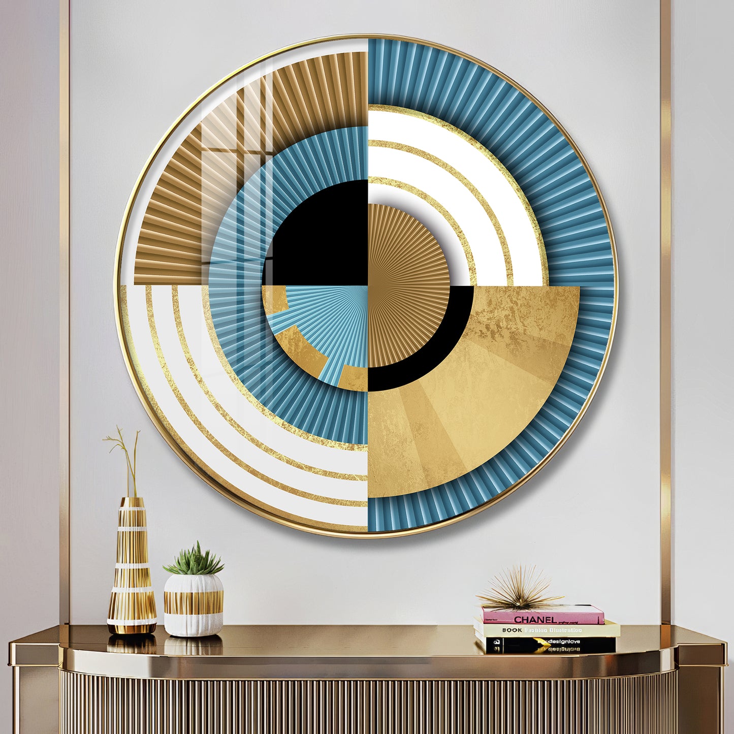 Luxe Waves Premium Acrylic Round Wall Art