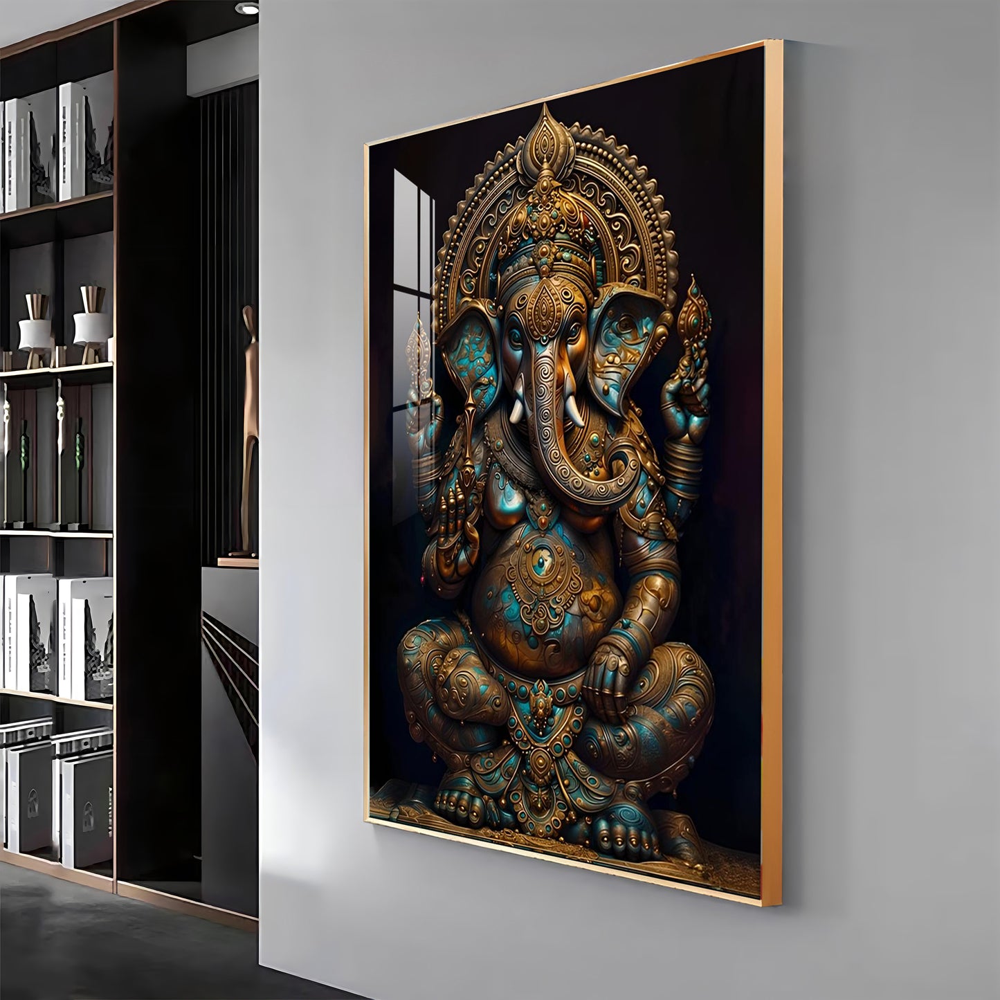 Lord Ganesha Premium Acrylic Vertical Wall Art