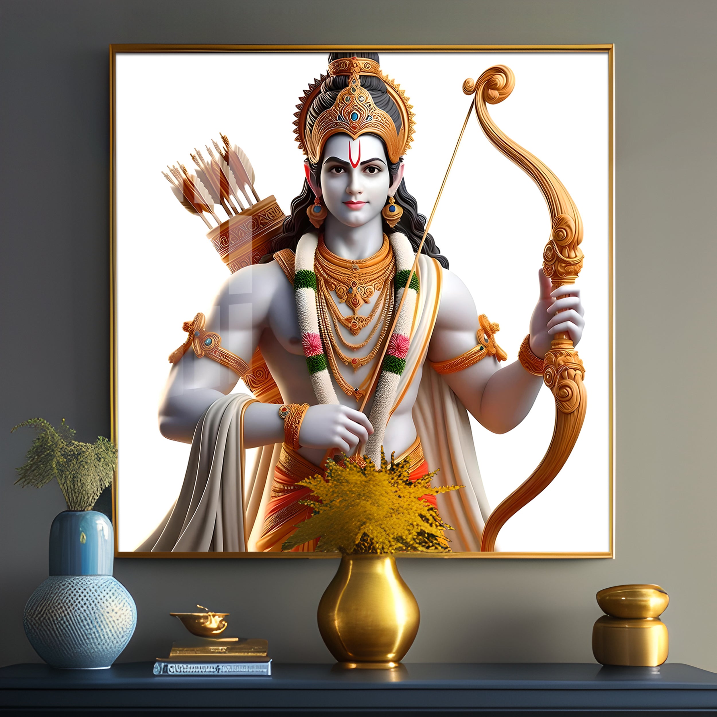 King Of Ayodhya Shree Ram Premium Acrylic Square Wall Art