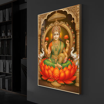 Mahalaxmi Ji Modern Luxury Backlight Vertical Wall Art