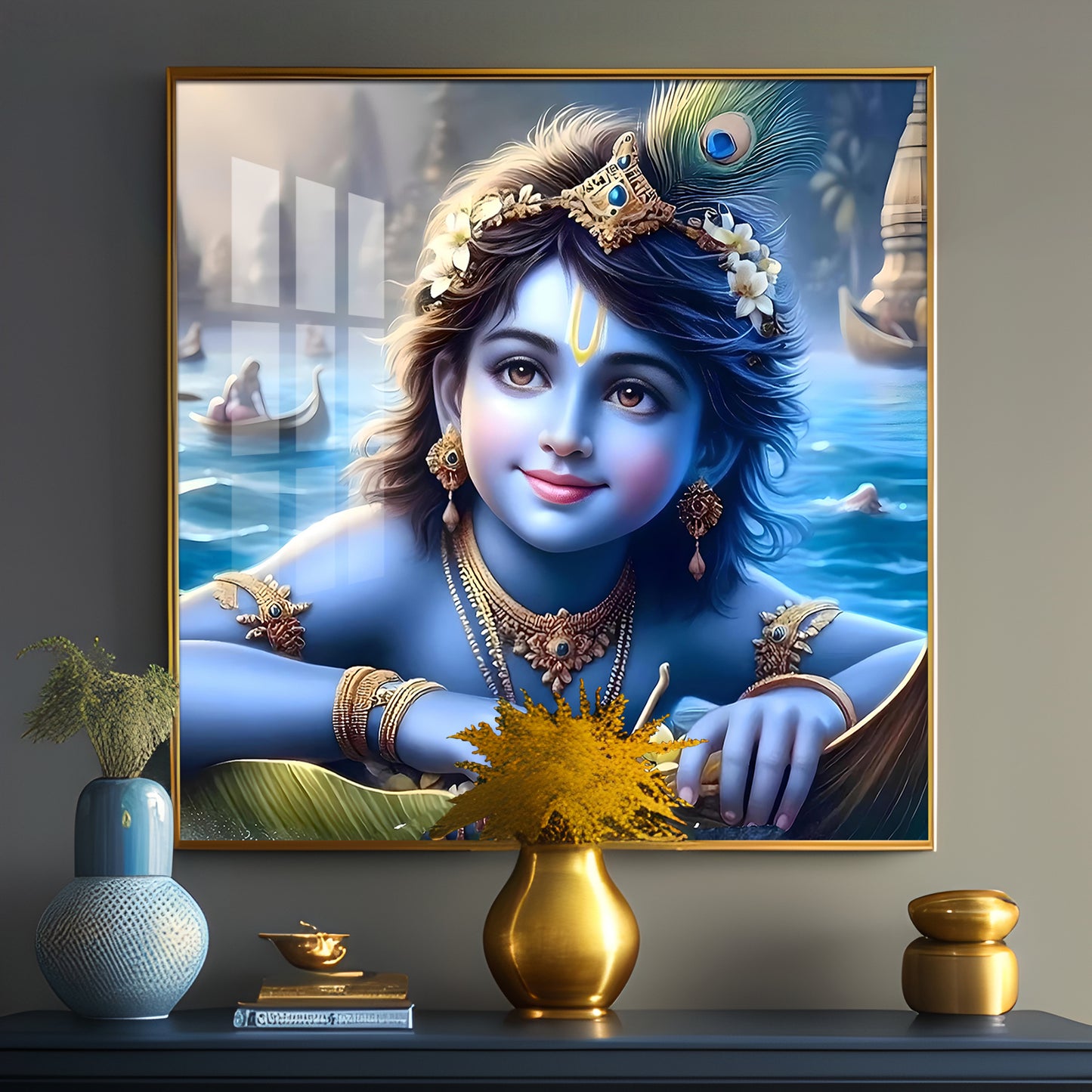 Little Krishna Premium Acrylic Square Wall Art