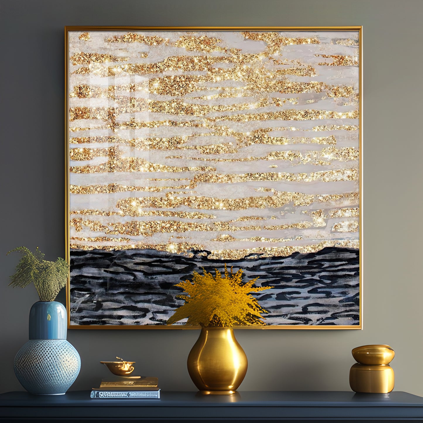 Golden Sea Premium Acrylic Square Wall Art