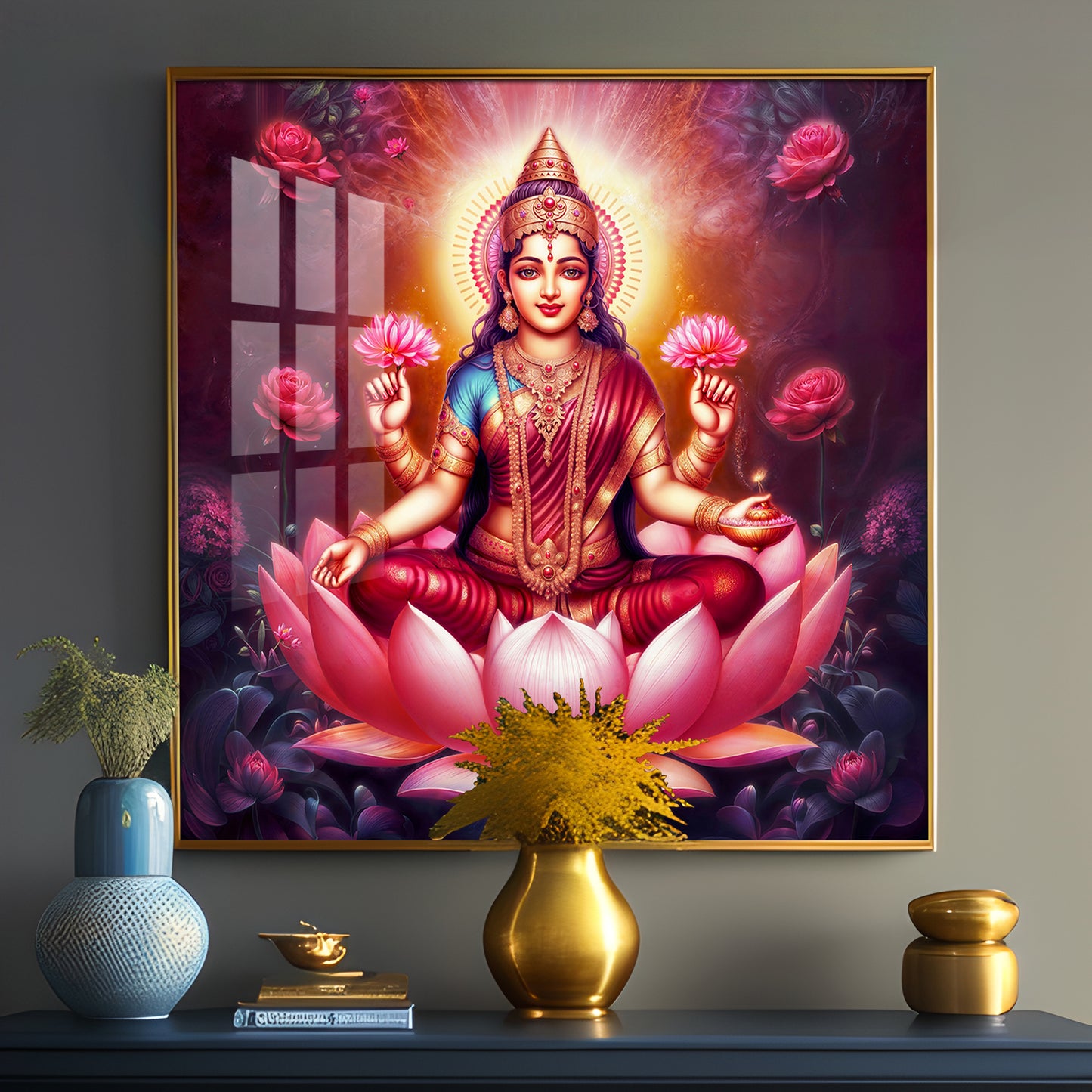 Maa Laxmi Premium Acrylic Square Wall Art