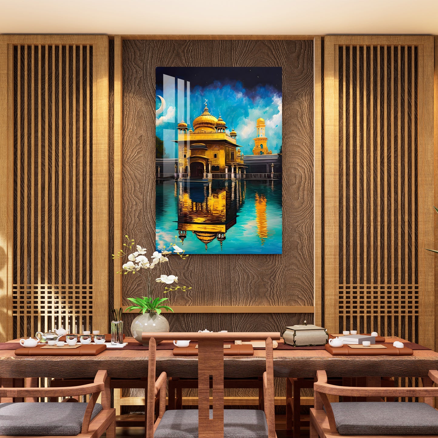 Mesmerizing Golden Temple Acrylic Wall Art