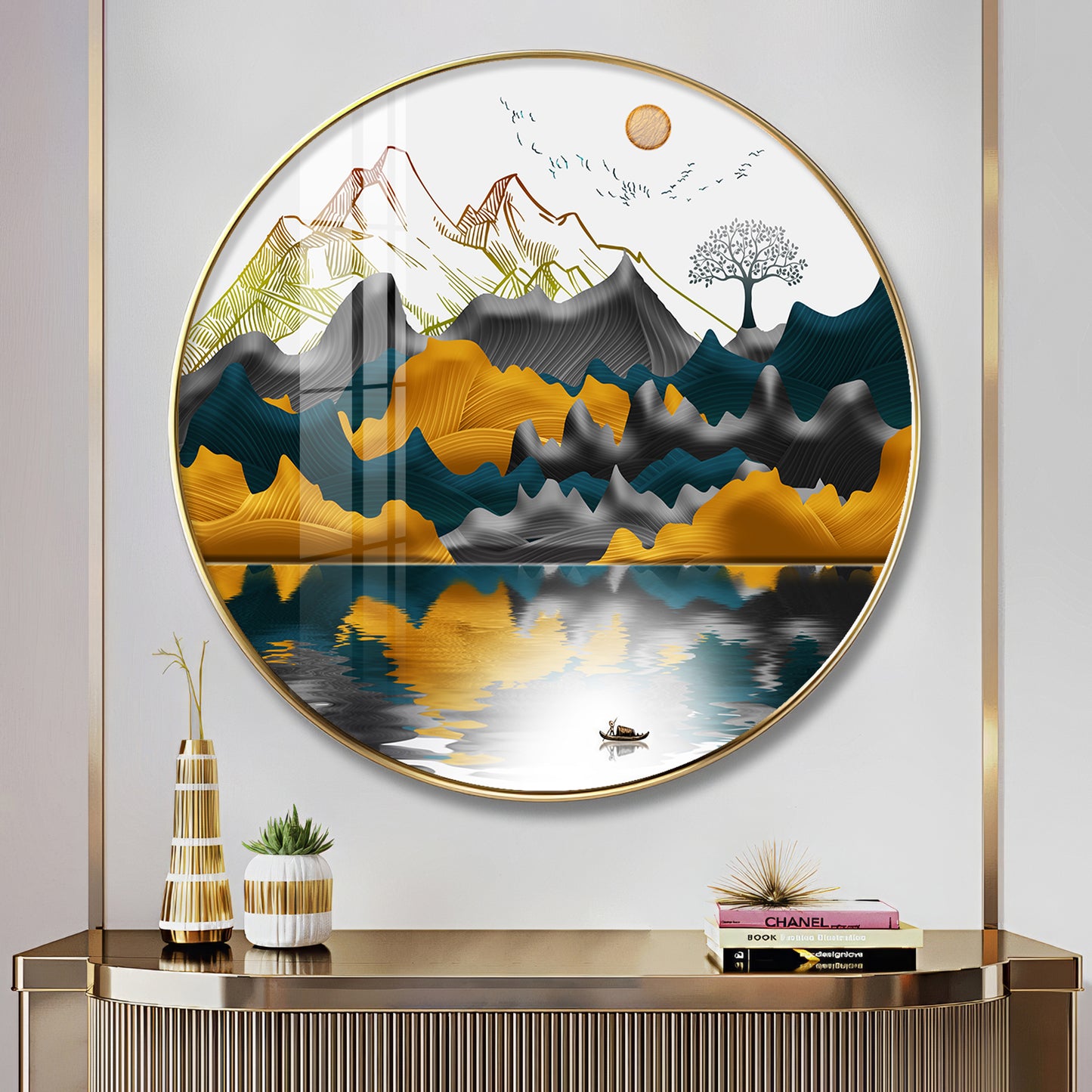 Mountain Escape Premium Acrylic Round Wall Art