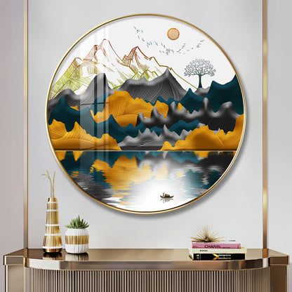 Mountain Escape Premium Acrylic Round Wall Art