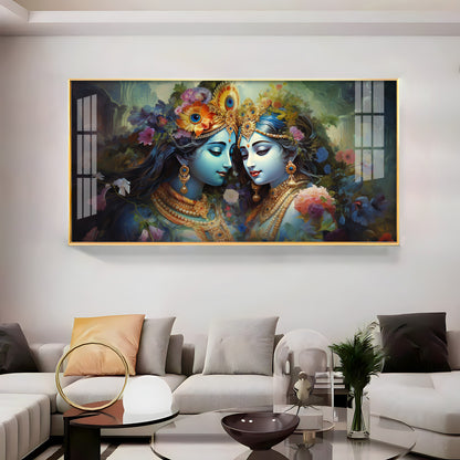 Krishna's Love For Radha Premium Acrylic Horizontal Wall Art