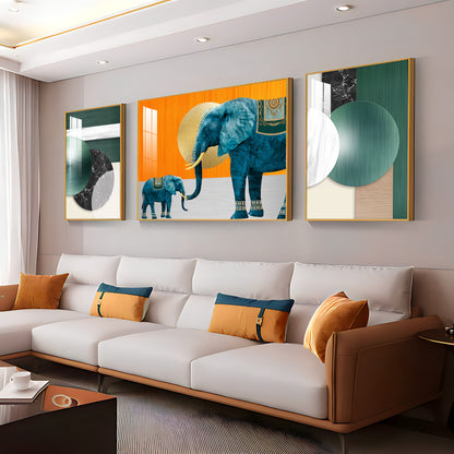 Mascot Elephant Premium Acrylic Wall Art (Set of 3)