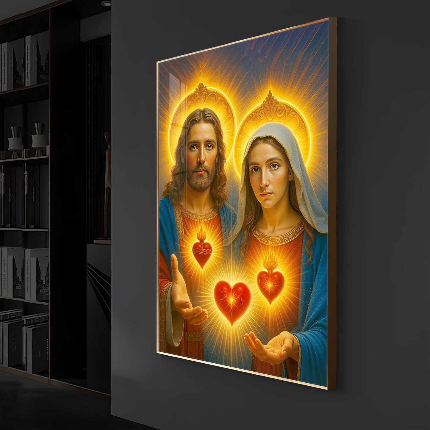 God Prayer Modern Luxury Backlight Vertical Wall Art