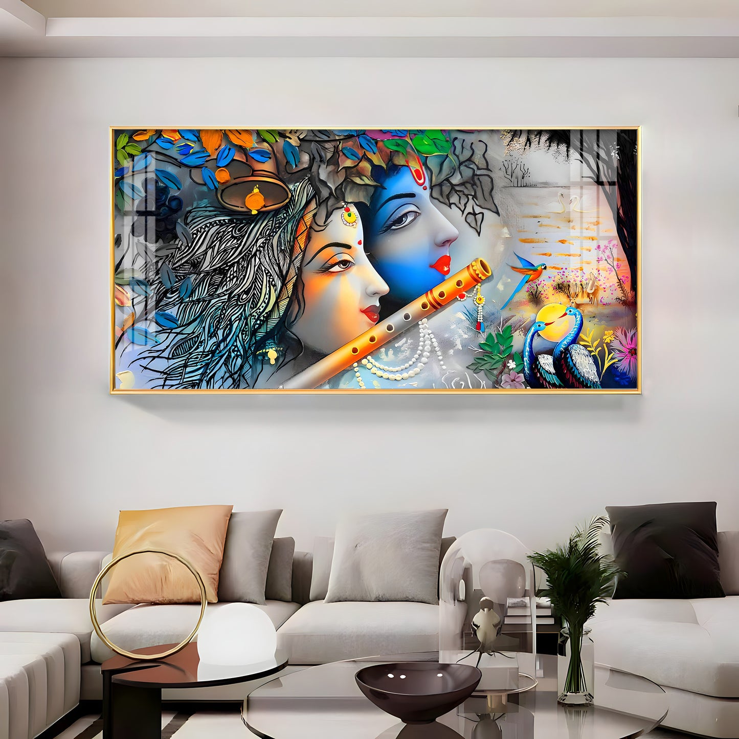 Radha Krishna Unforgetable Love Pemium Acrylic Horizontal Wall Art