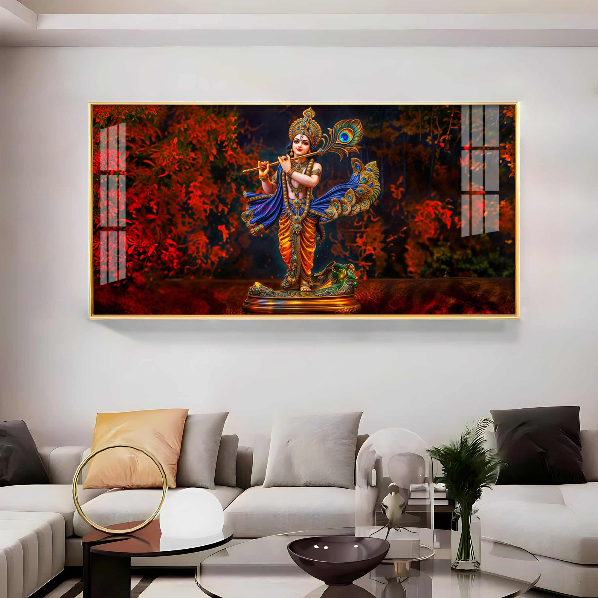 Little Keshava With Flute Premium Acrylic Horizontal Wall Art