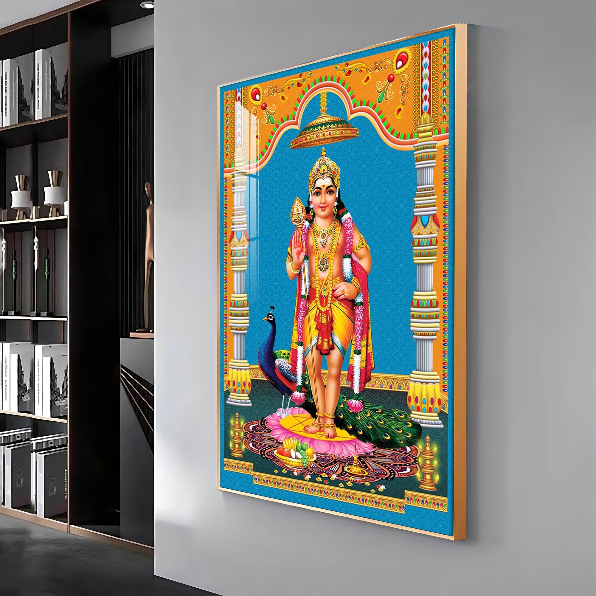 God Murugan Kartikeya Premium Acrylic Vertical Wall Art