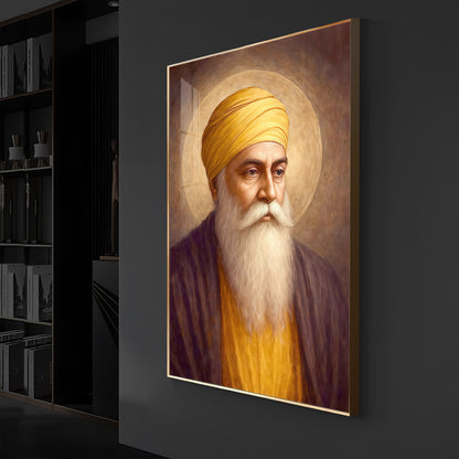 Guru Nanak Dev Ji Modern Luxury Backlight Vertical Wall Art