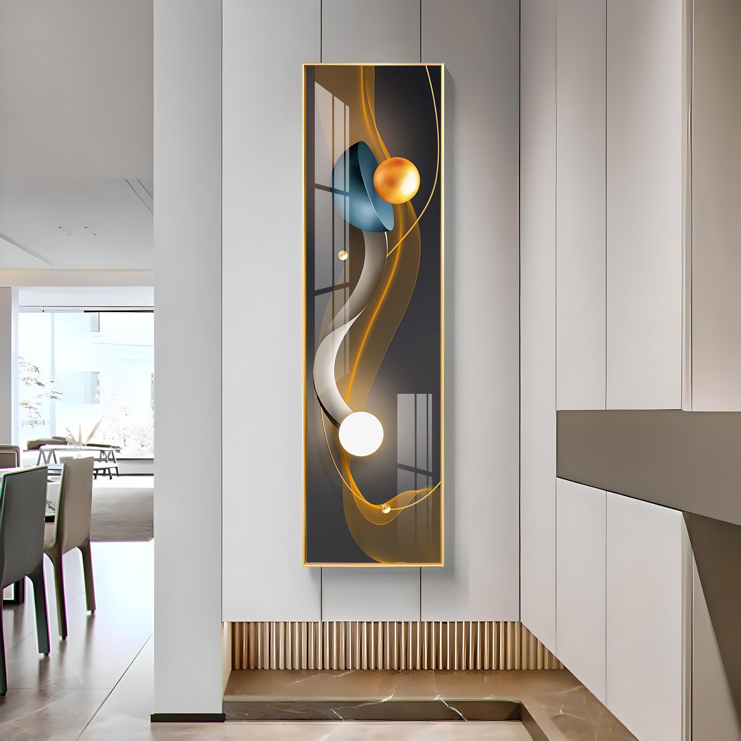 Blue Ember Radiance Premium Acrylic Vertical Wall Art