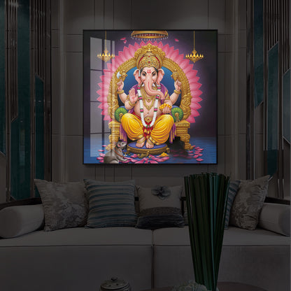 Divine Ganesh JI Modern Luxury Backlight Square Wall Art