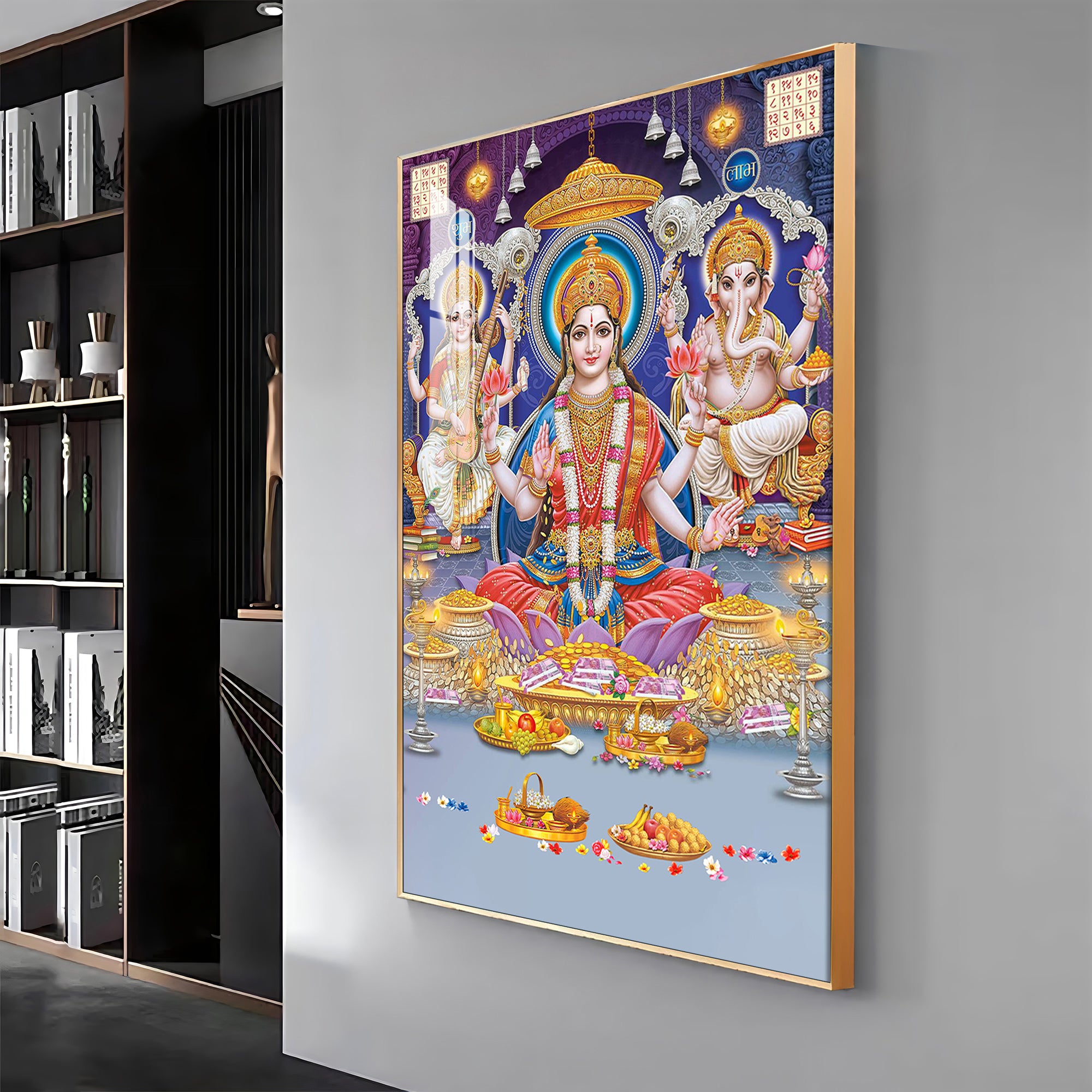 Spiritual Maha Laxmi Ji Premium Acrylic Vertical Wall Art