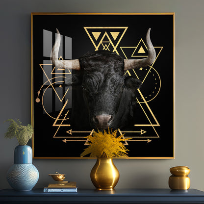 Gold Foil Geometric Figure Yak Premium Acrylic Square Wall Art