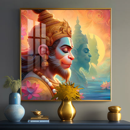 Hanuman ji Premium Acrylic Square Wall Art