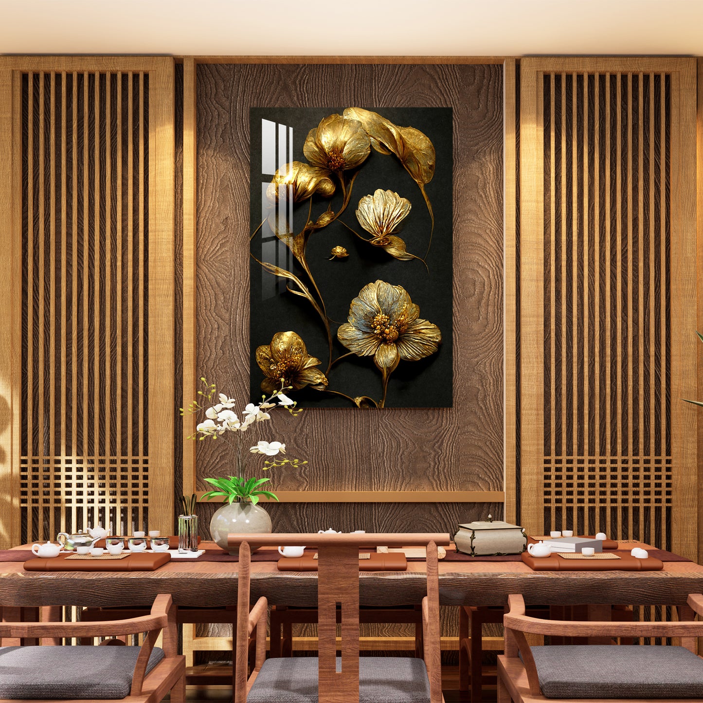 Luxury Golden Decorative Flower Acrylic Wall Art