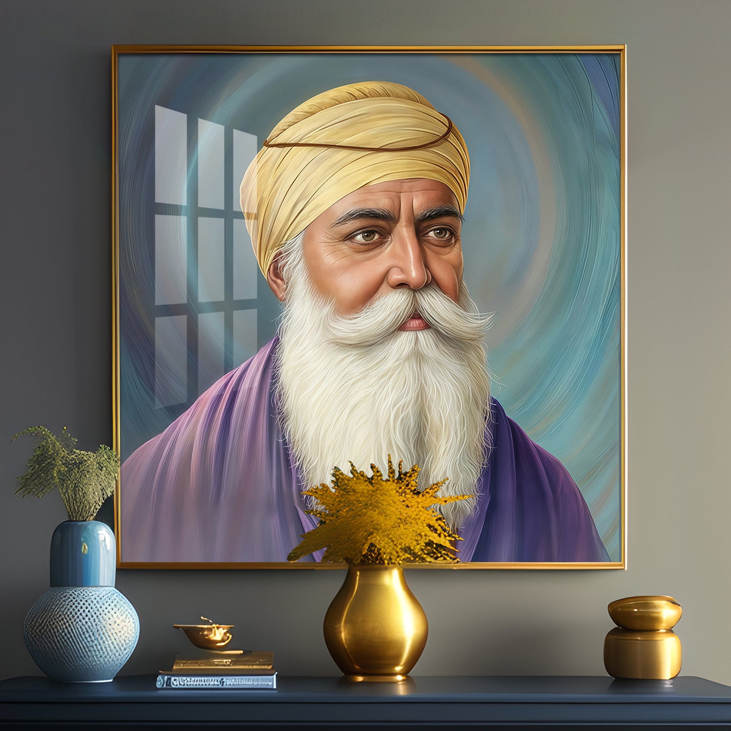 Guru Nanak Sahab Ji Premium Acrylic Square Wall Art