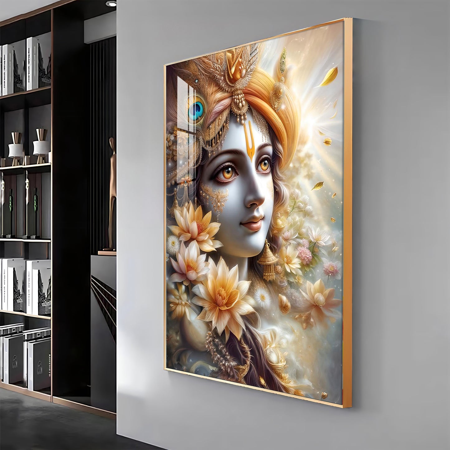 Krishna Bhakti Premium Acrylic Vertical Wall Art