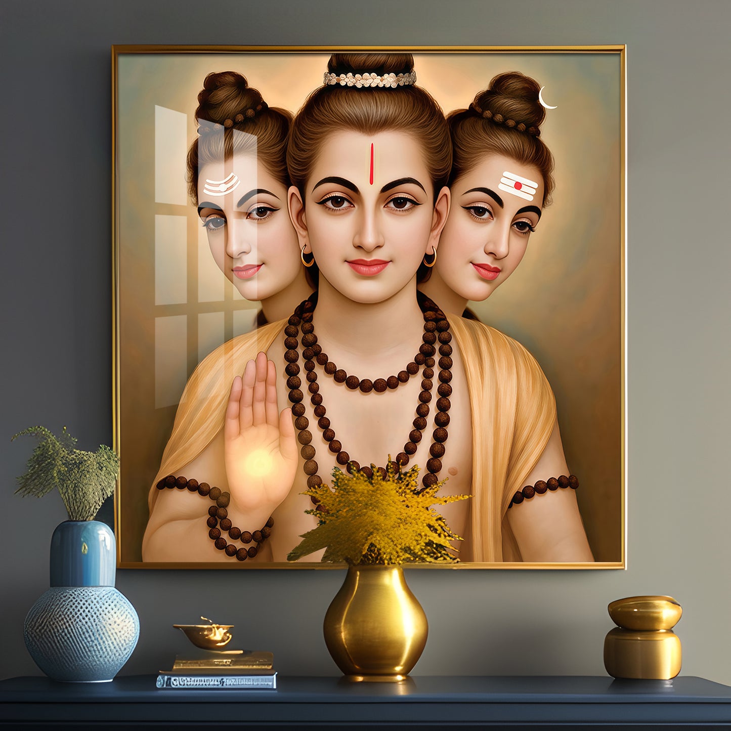 God Dattatreya Ji Maharaj Premium Acrylic Square Wall Art