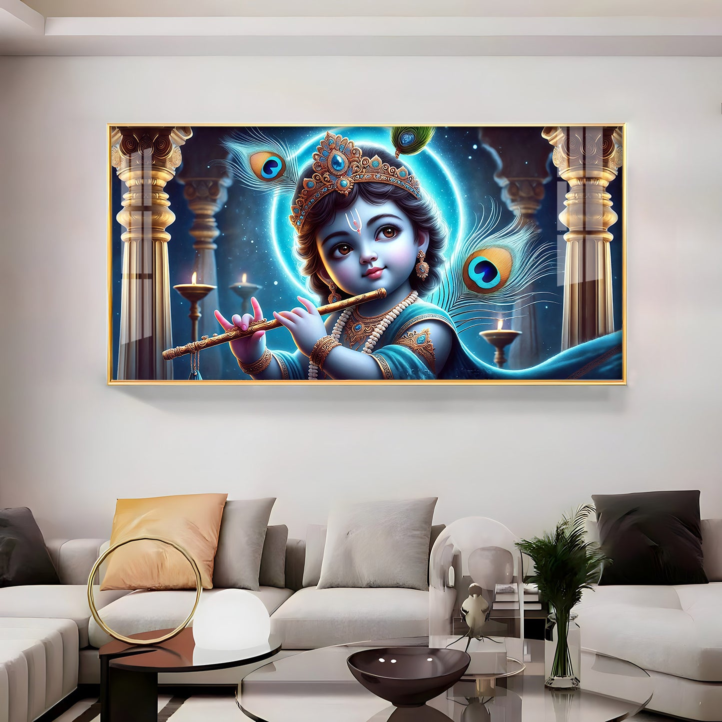 Little Krishna Blessing Premium Acrylic Horizontal Wall Art