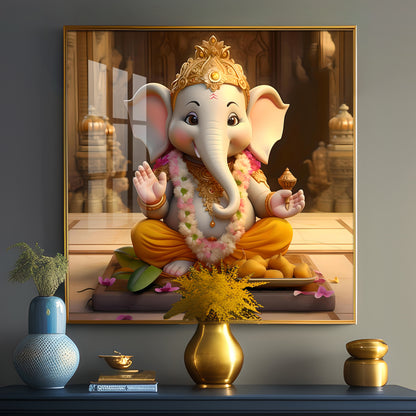 Bal Ganesh Premium Acrylic Square Wall Art