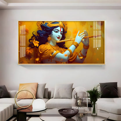 Golden Armlet Lord Krishna Premium Acrylic Horizontal Wall Art