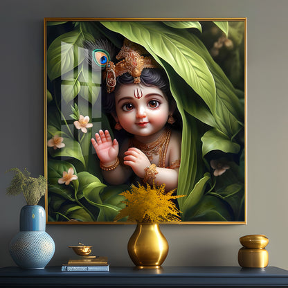 Ladoo Gopal Premium Acrylic Square Wall Art