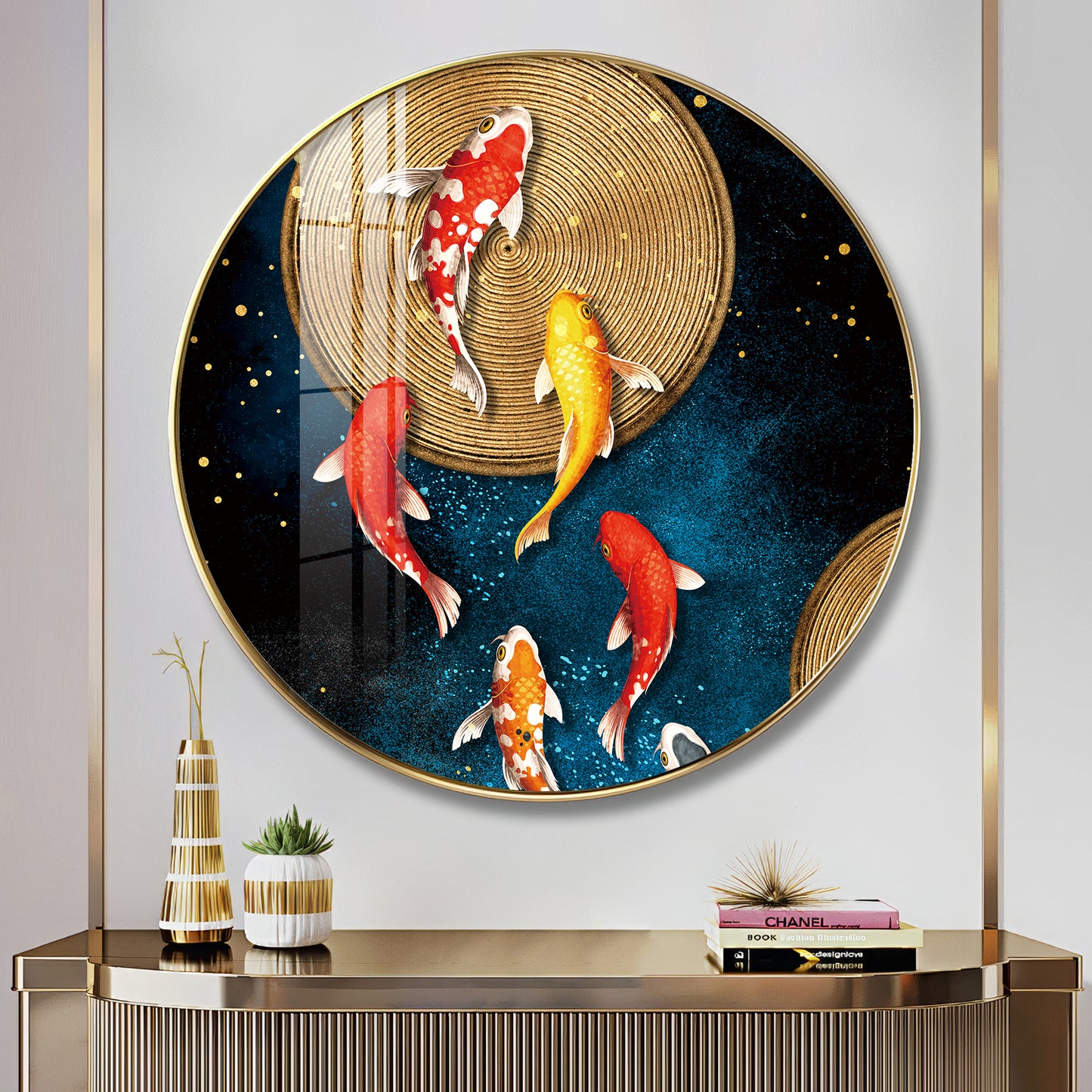 Koi Harmony Premium Acrylic Round Wall Art