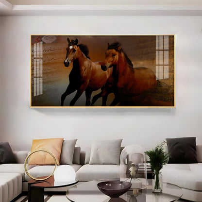 Arabic Horses Premium Acrylic Vertical Wall Art