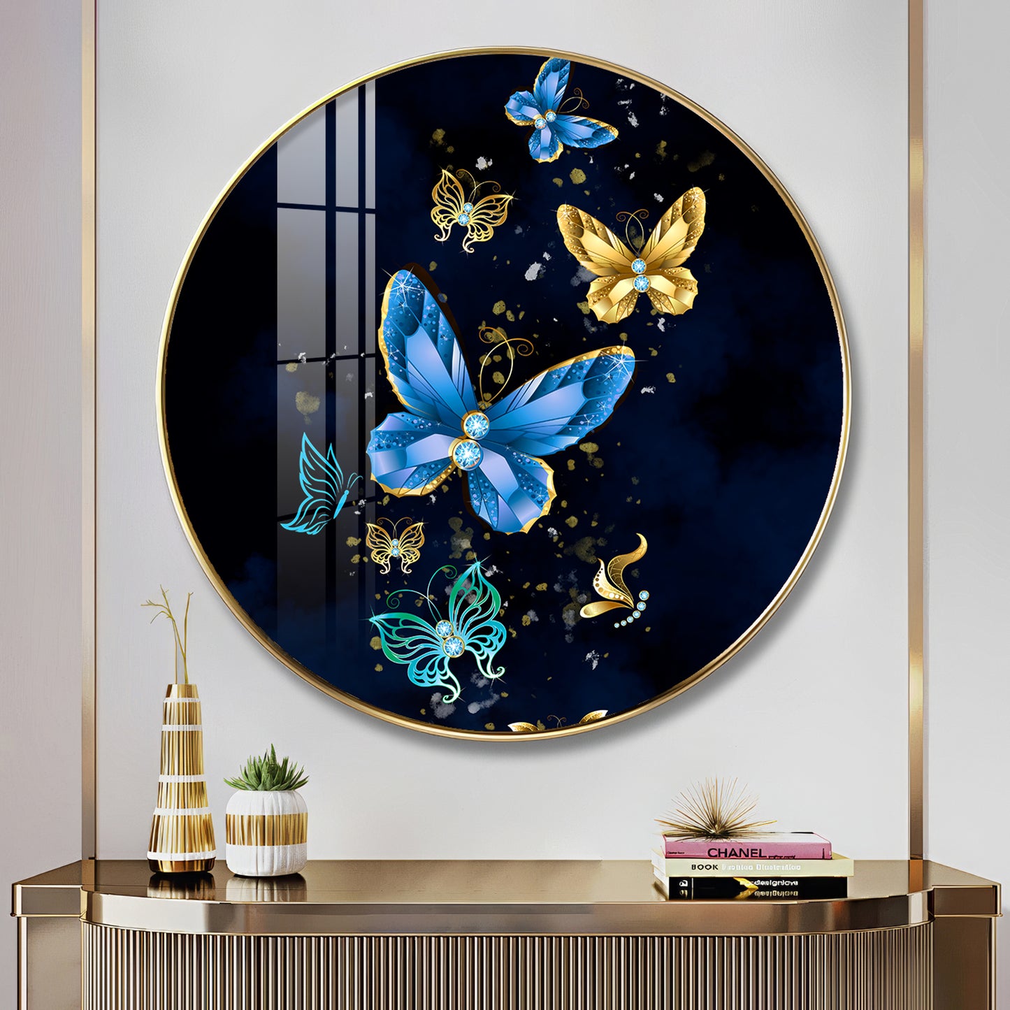 Butterfly Haven Premium Acrylic Round Wall Art