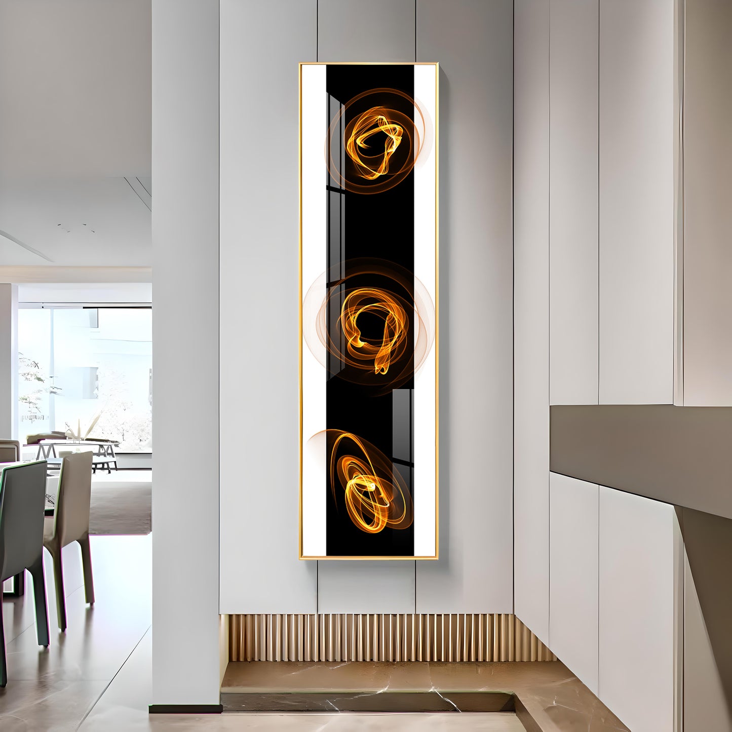 Golden Curl Design Premium Acrylic Vertical Wall Art