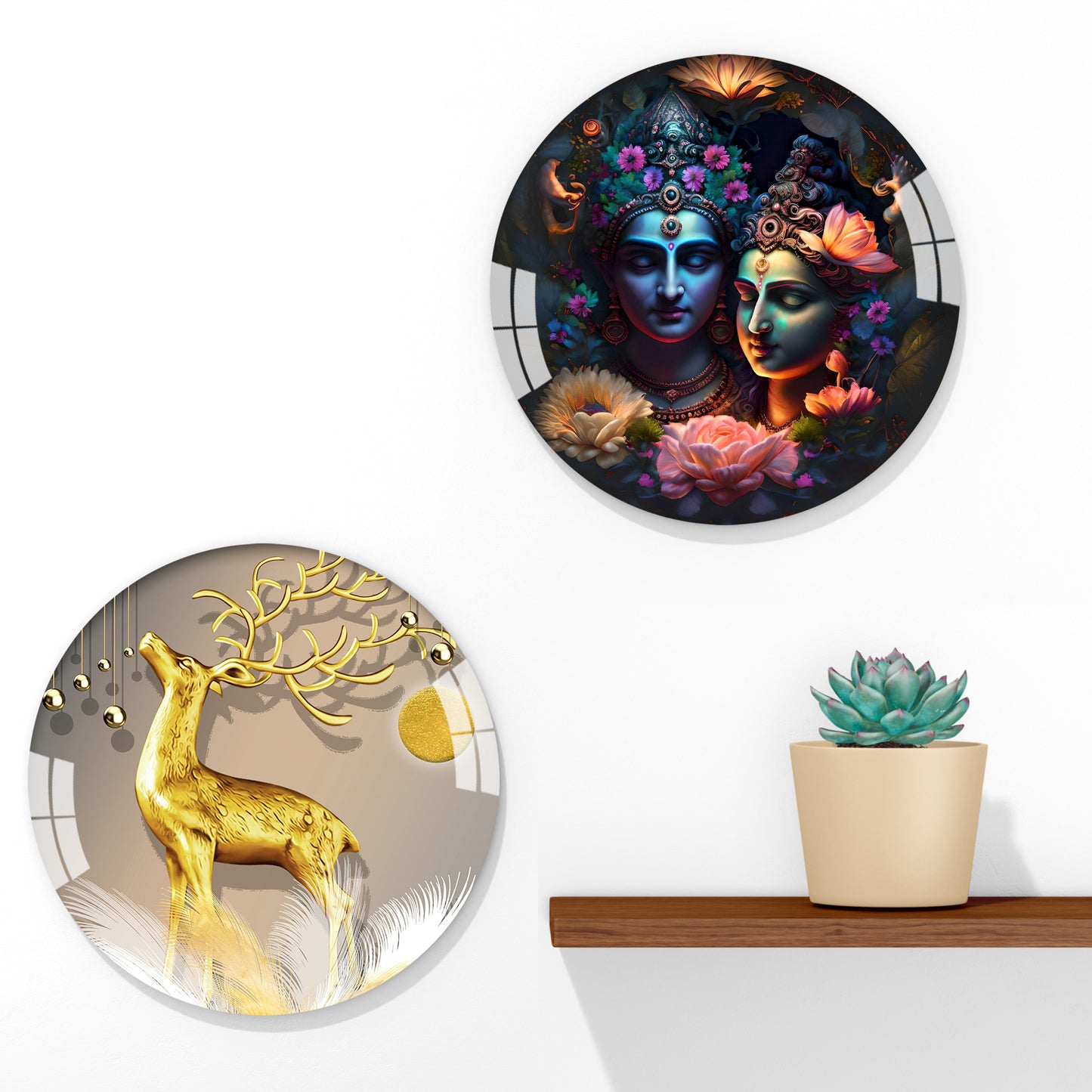 Mystical Radhe Krishna Round Acrylic Wall Art