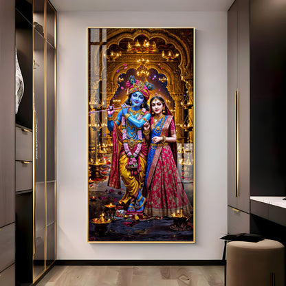 Krishna's Feast of Love Premium Acrylic Vertical Wall Art