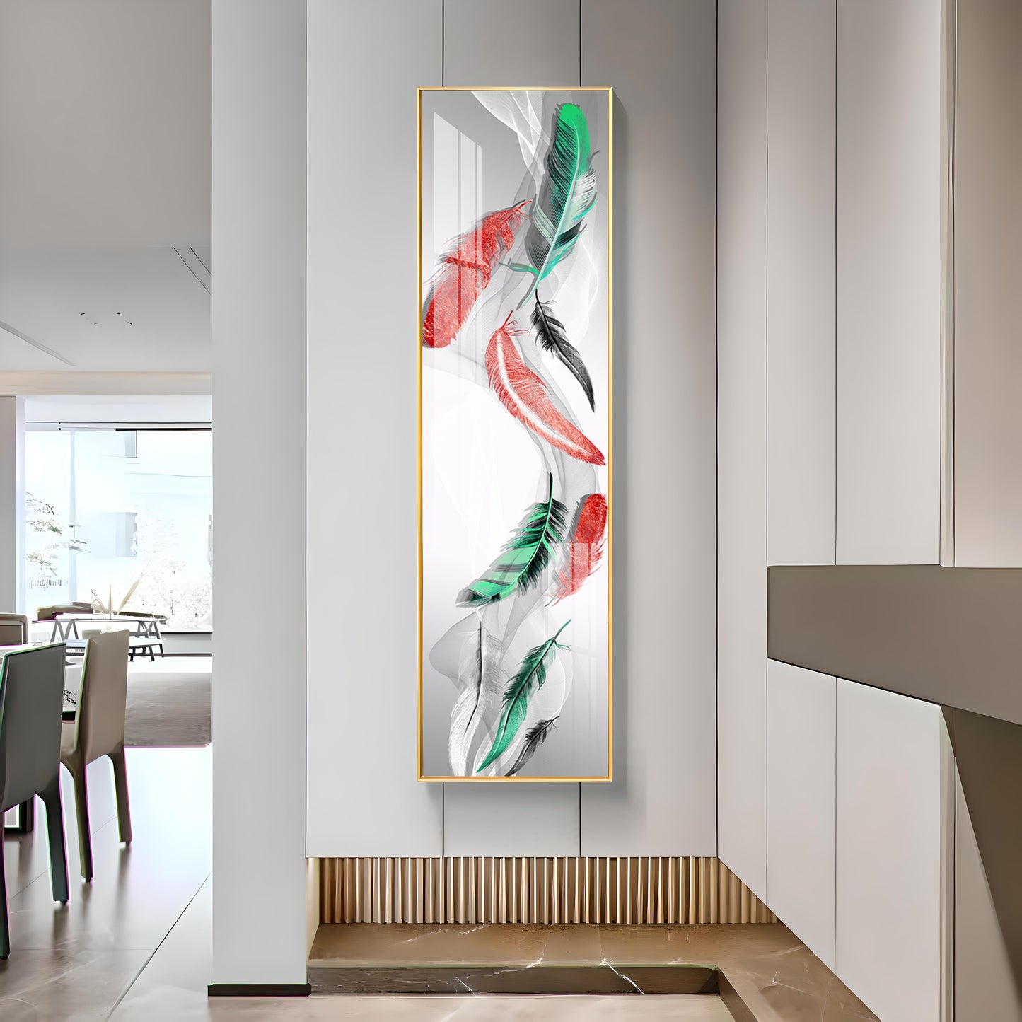 Colorful Feather Premium Acrylic Vertical Wall Art