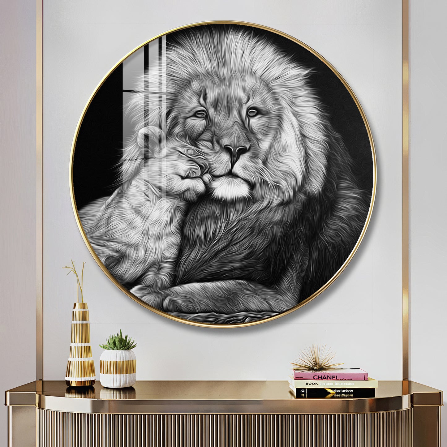 The Lion Emblem Premium Acrylic Round Wall Art