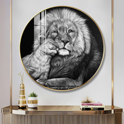 The Lion Emblem Premium Acrylic Round Wall Art